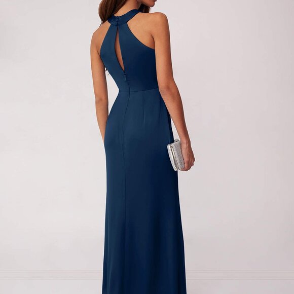 NEW Azazie Halter Gown in Navy, Size 10 - Picture 2 of 5